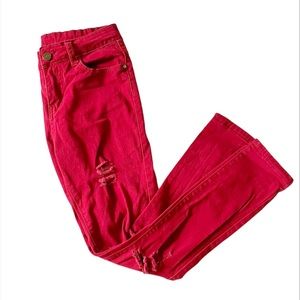 Red Distressed Skinny Jeans